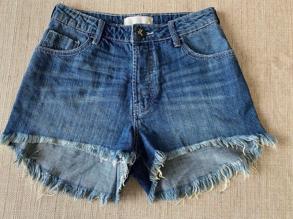 ONE TEASPOON Women's High Waist Bonita Jean Shorts Distressed Denim Cutoffs 25